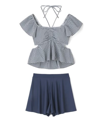 【2026年新作】ギンガムペプラムブラビキニパンツ3点セット【Shreanu（シュリーヌ）】