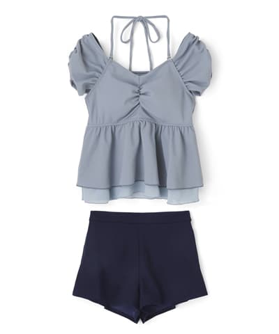 【2026年新作】ギャザーショルダービスチェパンツ3点セット【Beach Queen（ビーチクイーン）】