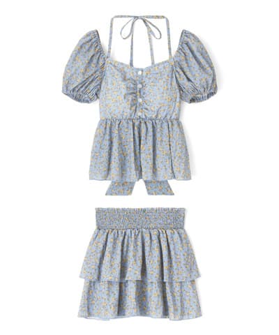 【2026年新作】フラワーパフスリーブビスチェスカート3点セット【Beach Queen（ビーチクイーン）】