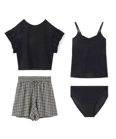 【2026年新作】タンキニ水着+フリルTシャツ+サッカーギンガムボトム付き4点セット【Beach Queen（ビーチクイーン）】