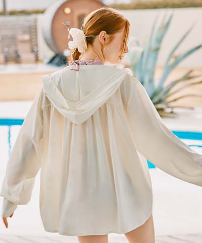 【2026年新作】【WEB限定】水陸両用【UPF50+UVカット率最高指数】指穴付き　ゆるっと着れるふんわりシルエットパーカーM・L【Big Apple's（ビッグアップルズ）】