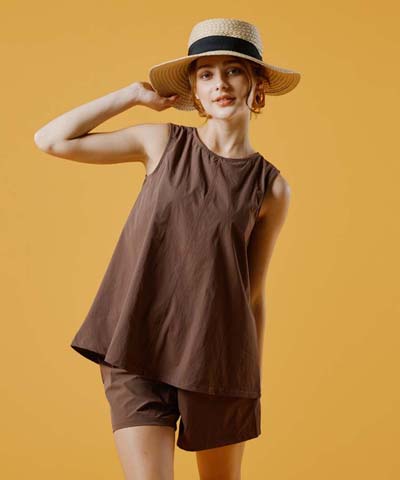 【新色ベージュ】タンキニ　無地【Ungrid】