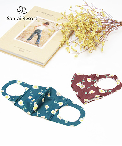 【San-ai Resort】【洗って使える】水着素材フェイスマスク  リバティファブリック M