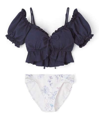 【2026年新作】軽い着け心地でしっかり盛れる【楽盛り水着】　パフスリーブワイヤービキニ　9M　【San-ai Resort（サンアイリゾート）】