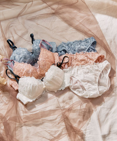 【新色WH×BK・Nピンク入荷！】【WEB限定】【プチプラブラセット】純欲カラーヌーディーレーシーストリングブラ＆ショーツセット  【northerly】