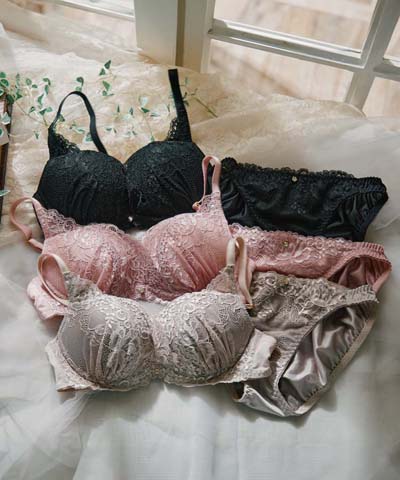 【northerly bra フィットシリーズ 谷間メイク】 カシュクールレースモールド ブラジャー＆ショーツSet B～Fカップ 【northerly】
