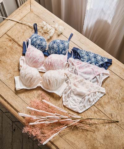 【SALE】【northerly bra 楽ちんフィットシリーズ脇高U字】フローラルガーデン刺繍ブラショーツSet　B～Fカップ  【northerly】