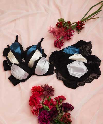 【SALE】セクシードレープサテン　ブラジャー＆ショーツセット 【northerly】