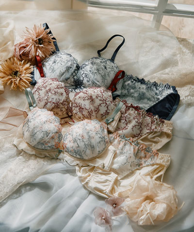 【WEB限定】【プチプラ】プティフラワーフリルノンワイヤーブラセット 【northerly】