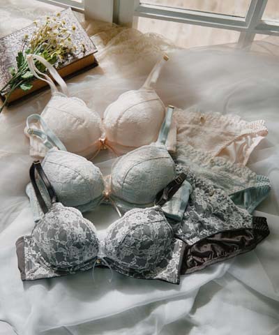 【northerly bra フィットシリーズ 脇胸すっきり】アミアゲレースアップ ブラジャー＆ショーツSet B～Fカップ 【northerly】