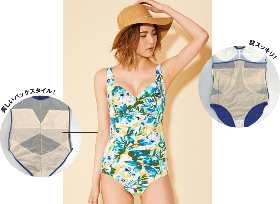 【Natural Shape swim ナチュラルシェイプスイム|ワンピース】脇スッキリ!美しいバックスタイル!